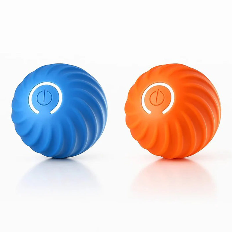 Interactive pet ball in motion, jumping and glowing. Durable, rechargeable dog and cat toy.