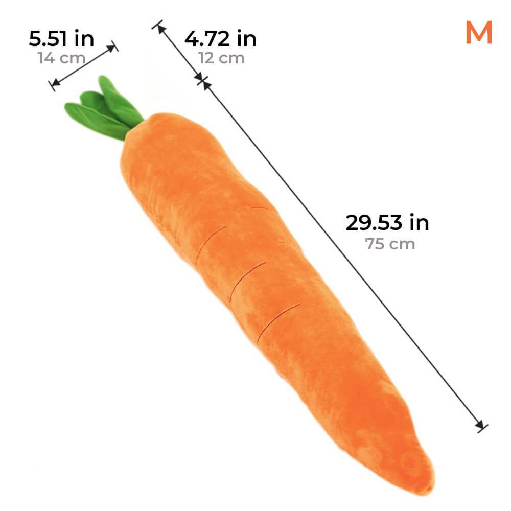 Collection of interactive pet carrot squeaky plush toys, stimulating chew toys for dog playtime.