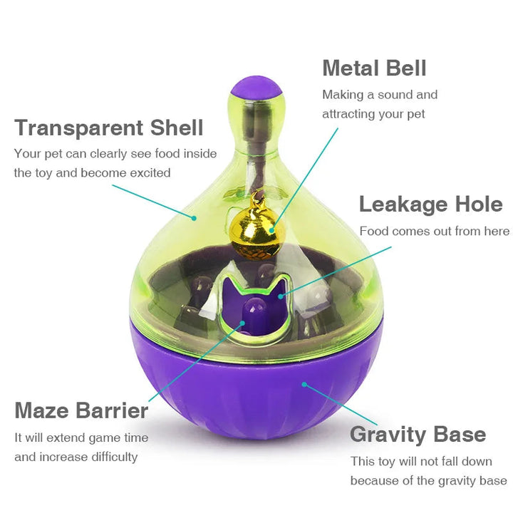 Durable pet feeder tumbler puzzle, yellow, stimulating dog's mind with treats