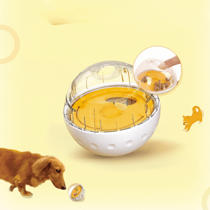 Durable dog puzzle toy, a pet feeder ball for enrichment and slow food dispensing
