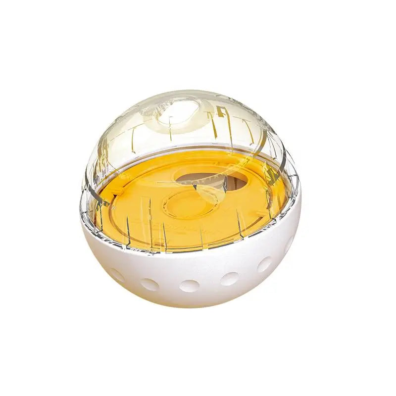 Pet food dispenser ball, a sturdy dog toy designed for slow feeding and enrichment