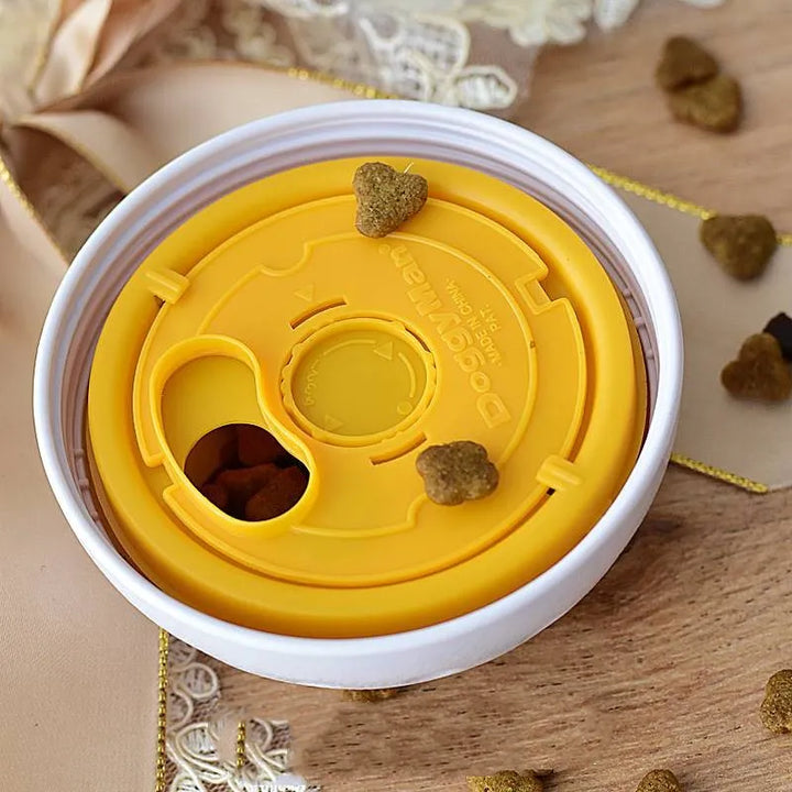 Dog enrichment toy, an interactive food dispenser ball for mental stimulation and slow feeding