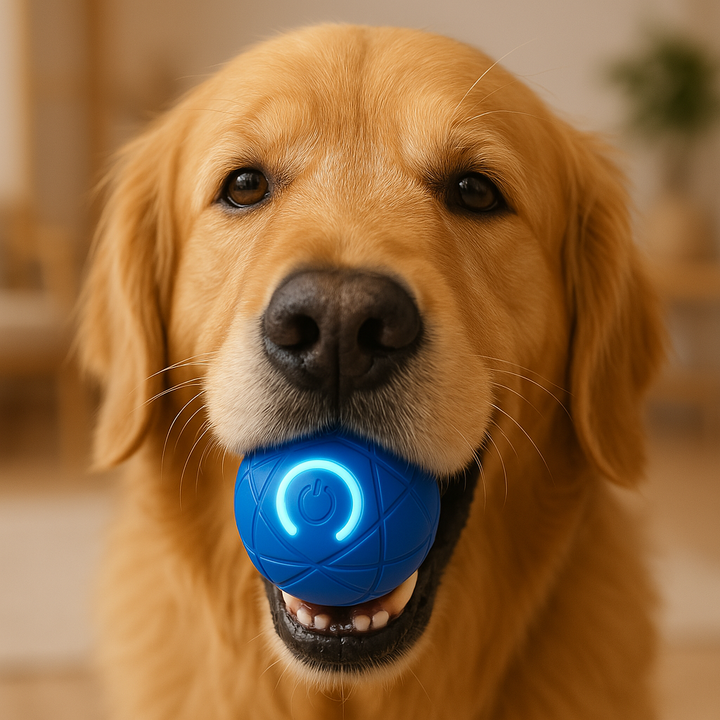 Jumping pet toy ball with glowing LED lights, interactive play for cats & dogs
