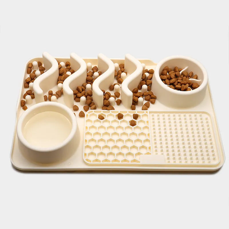 Close-up of a textured pet lick mat, an interactive slow feeder for dog anxiety relief.