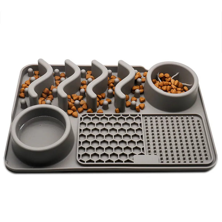 Pet lick mat with suction cups, an effective slow feeder & calming tool for anxious dogs & cats.