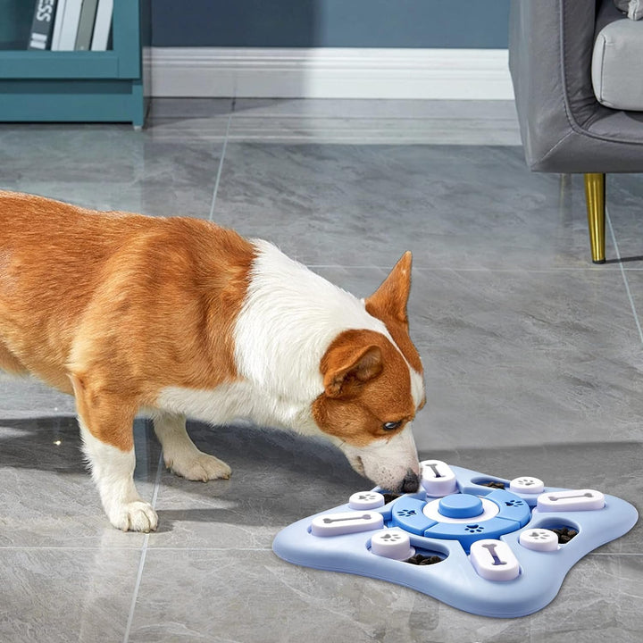 Interactive pet puzzle feeder for dogs & cats, stimulating mental activity and slow feeding.
