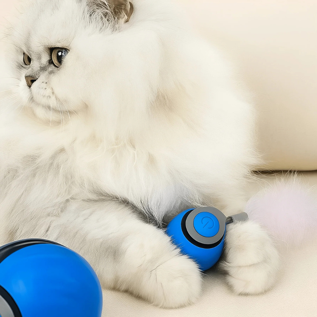 Interactive pet rolling ball cat toy with smart movement for indoor play and enrichment