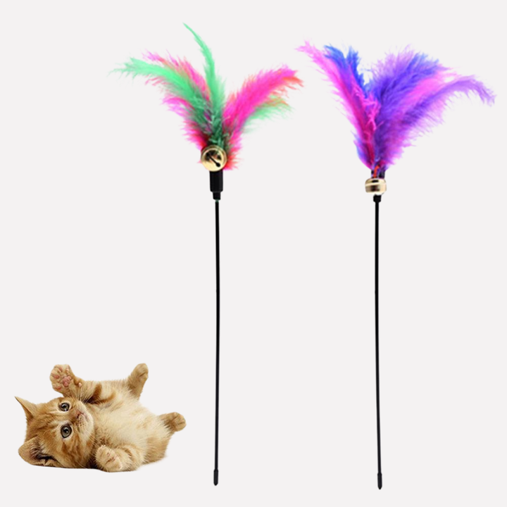 New4 cat toy teaser wand for kitten enrichment with durable rod and enticing bell for engaging playtime