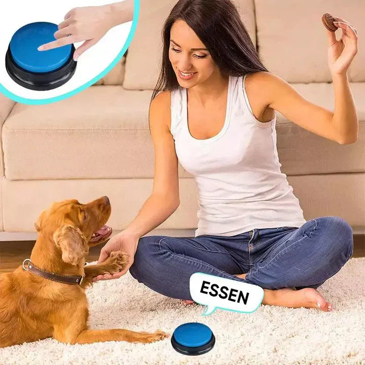 Interactive pet button for vocal dogs, enhancing pet-owner bonds