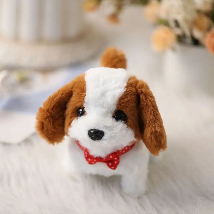 Soft plush dog toy for children, movable, perfect for imaginative pet role play.