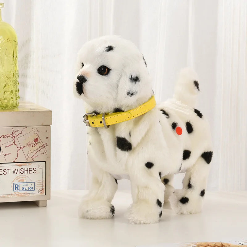 Robotic puppy toy responding to touch on its head, an interactive and playful electronic animal