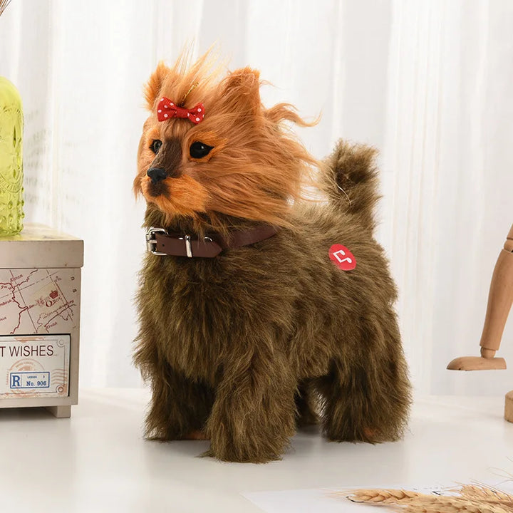 Interactive robot dog for children, a plush walking toy with sound and touch sensitive controls