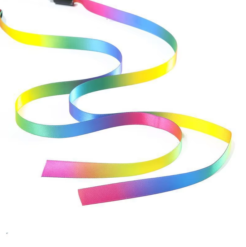 Interactive rainbow wand cat toy with colorful streamers and a comfortable handle for feline play and exercise.