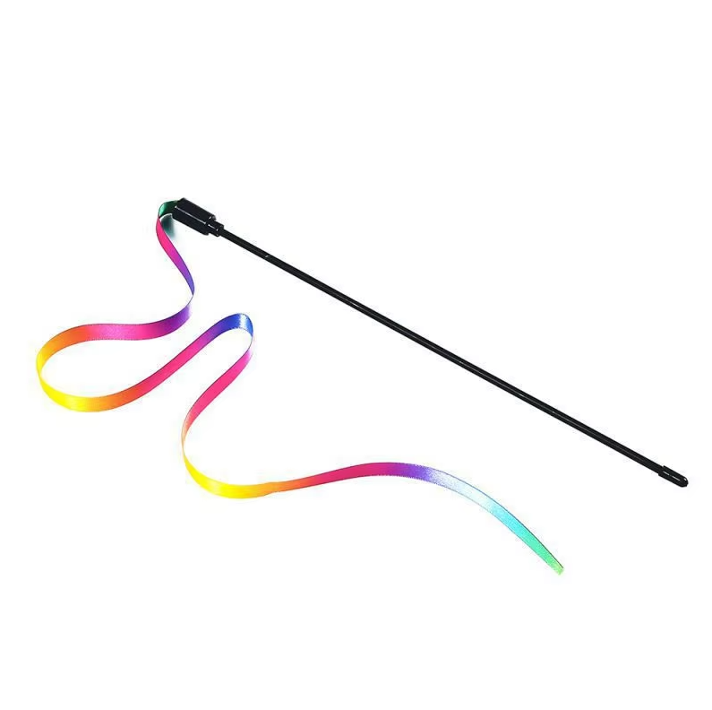 Pet supplies: interactive rainbow wand cat toy designed for stimulating feline exercise and engaging play sessions.