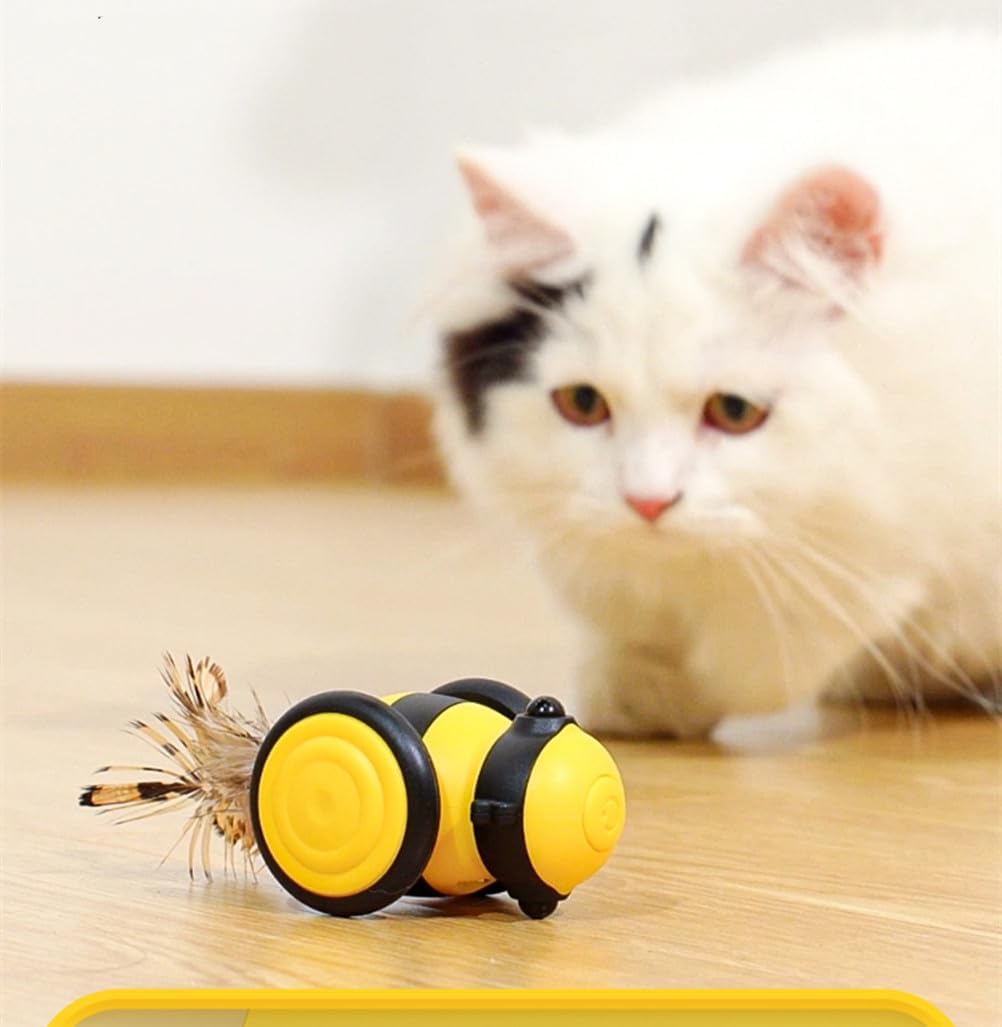 Pet supplies: rechargeable interactive cat toy with remote, LED, and feather, perfect for feline fun