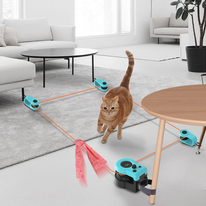 Interactive remote control cat toy with string, encouraging feline playtime and enrichment