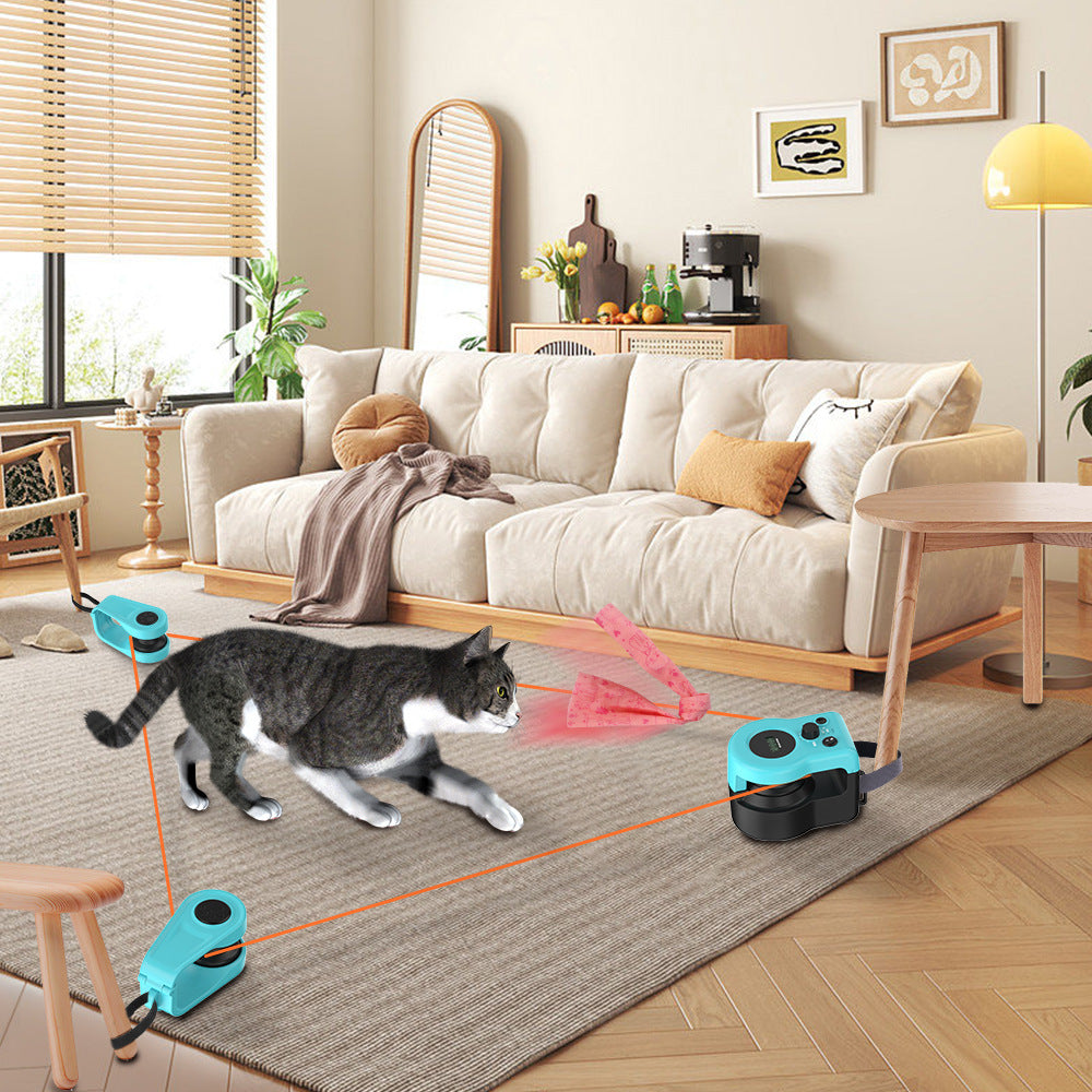 Rechargeable interactive cat toy with a remote control attracting a cat to play