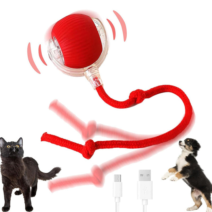 Durable automatic rolling pet toy in blue, designed to entertain puppies and kittens for hours.