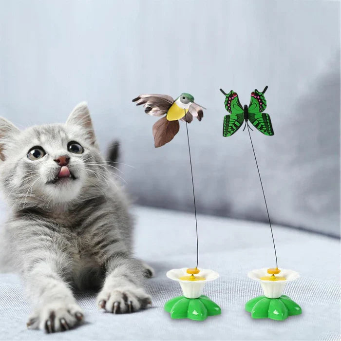 Pet supplies: interactive rotating bird toy, providing stimulating cat entertainment
