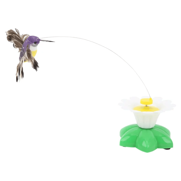 Electronic pet toy with a rotating bird for engaging cat entertainment