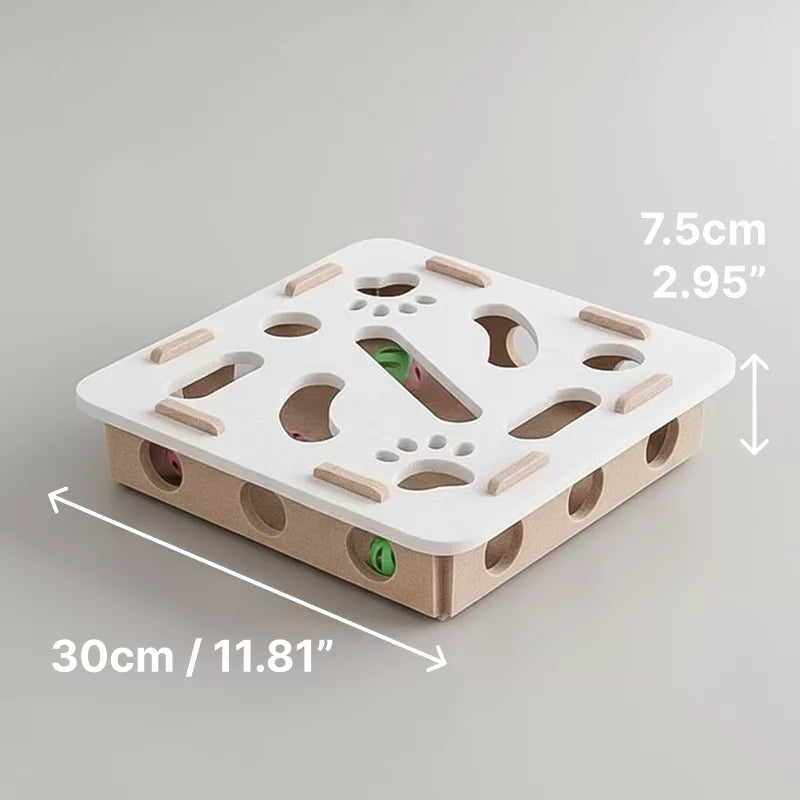 Sisal cat scratcher designed as a puzzle box, an innovative nail file alternative for happy cats.