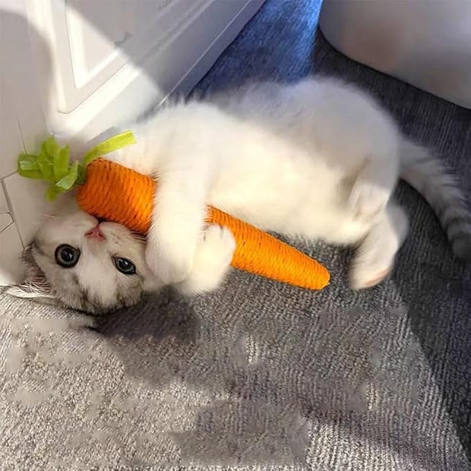 Interactive sisal cat scratching toy in fun carrot shape for playful cats