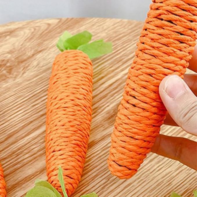 Cat playing with an interactive carrot sisal scratching post, promoting healthy claws