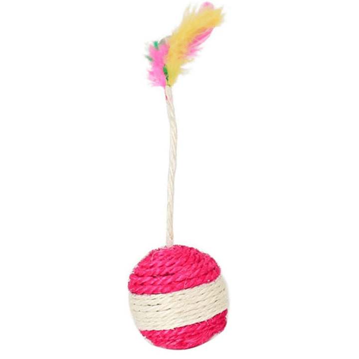 Interactive sisal scratching ball cat toy for feline playtime and durable scratching post fun