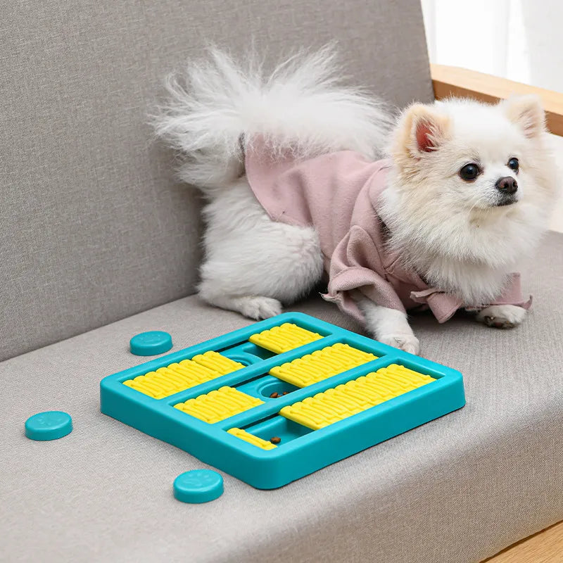 Two dogs enjoying an interactive snuffle mat, a great pet supply for slow feeding and training
