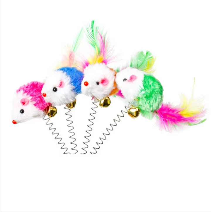 Interactive spring mouse cat toy with strong suction cup base for feline playtime enrichment.