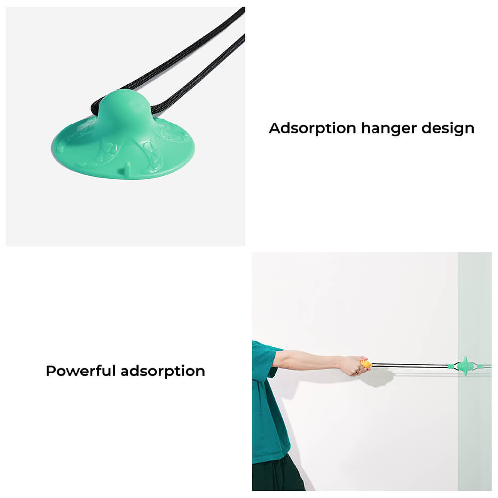 Interactive dog toy, blue chew ball on a rope with suction cup for solo tugging and teeth cleaning.
