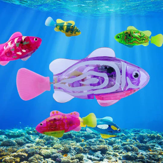 Water-activated swimming fish pet toy for feline and canine interactive fun