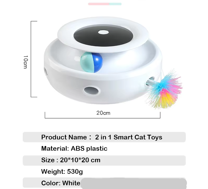 Feather attachment on an interactive LED cat toy, perfect for pet enrichment
