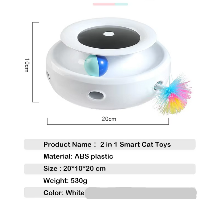 Feather attachment on an interactive LED cat toy, perfect for pet enrichment