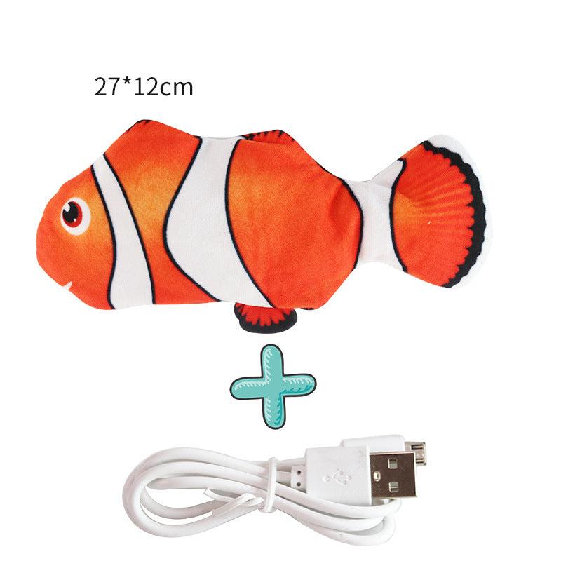 Rechargeable wiggling fish dog toy with catnip pouch, perfect pet entertainment for dogs.