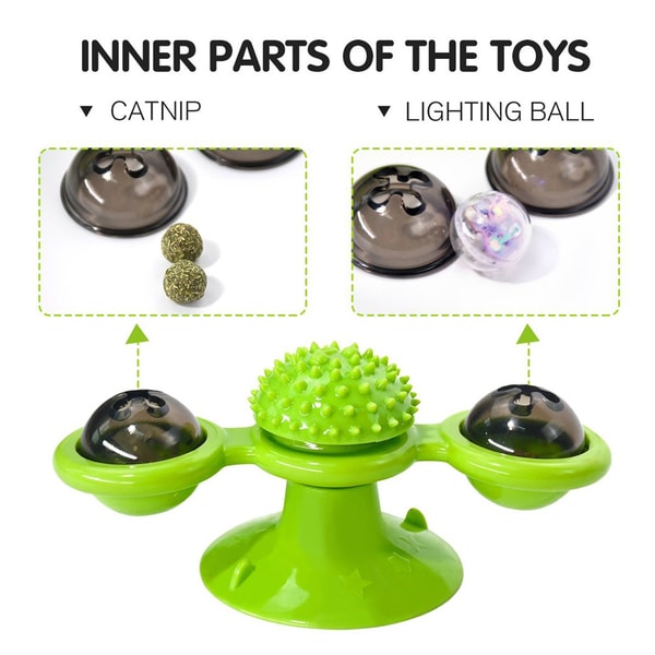 Catnip windmill toy, an engaging pet supply for kittens and adult cats, encouraging exercise.