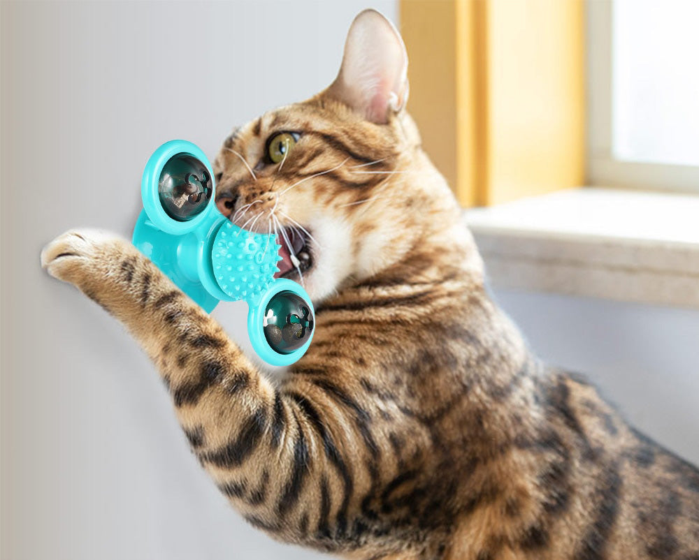 Interactive catnip toy with a unique windmill design, providing hours of mental stimulation.