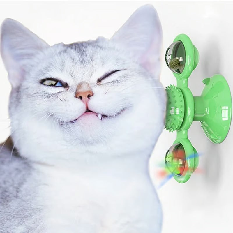 Pet supplies: interactive catnip windmill toy, rotating blades encourage batting and play.