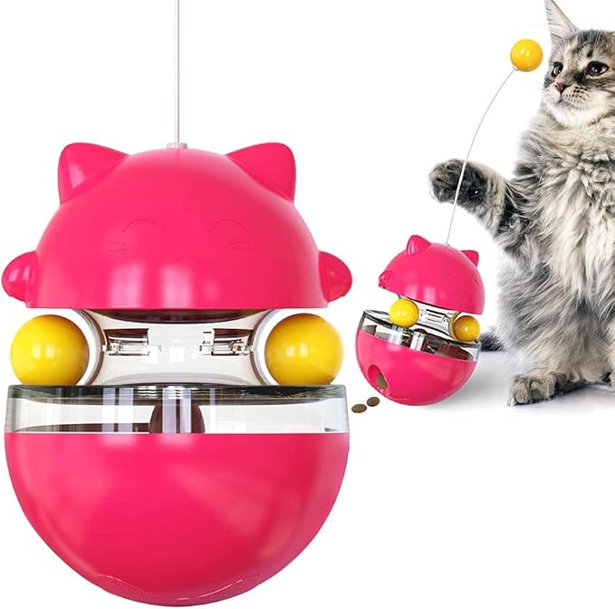 Set of two interactive cat wiggle treat dispenser toys for enhanced pet activity and fun.
