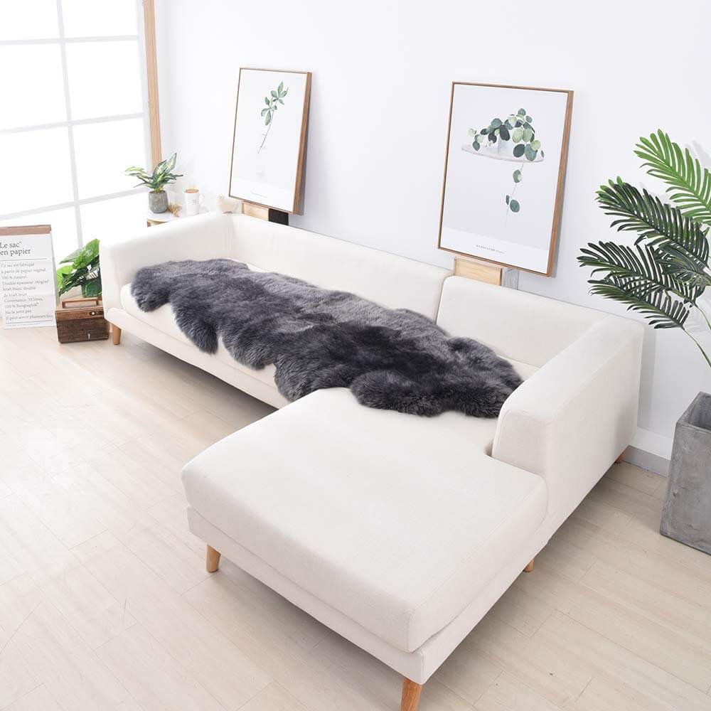 Abstract irregular plush area rug in a minimalist home decor, comfortable floor covering