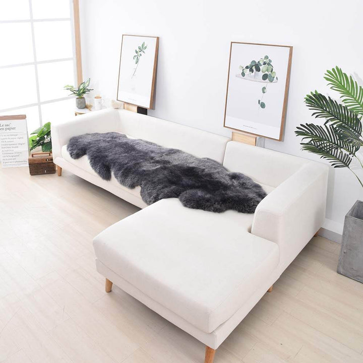 Abstract irregular plush area rug in a minimalist home decor, comfortable floor covering