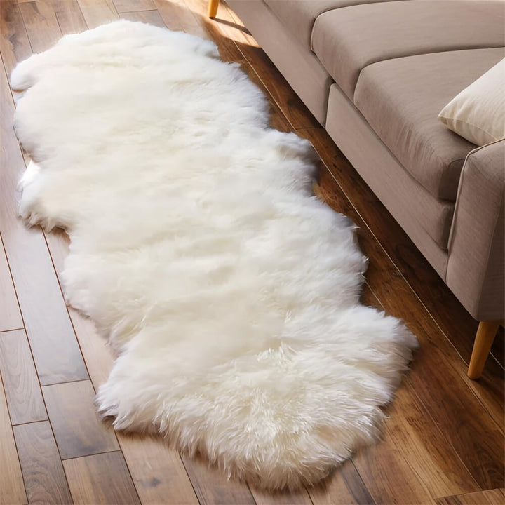 Soft irregular plush area rug as a focal point in a stylish home interior design