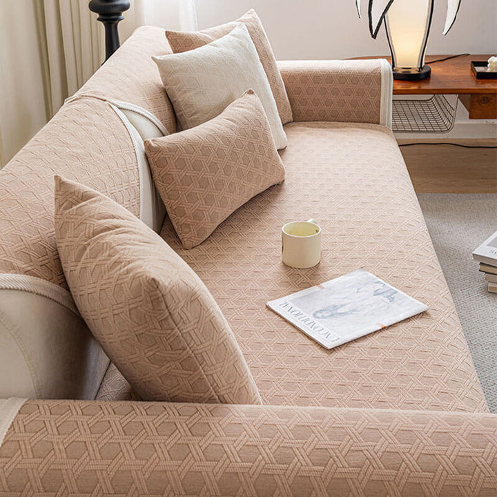 Elegant water repellent jacquard chenille couch cover, pet friendly and easy to maintain.