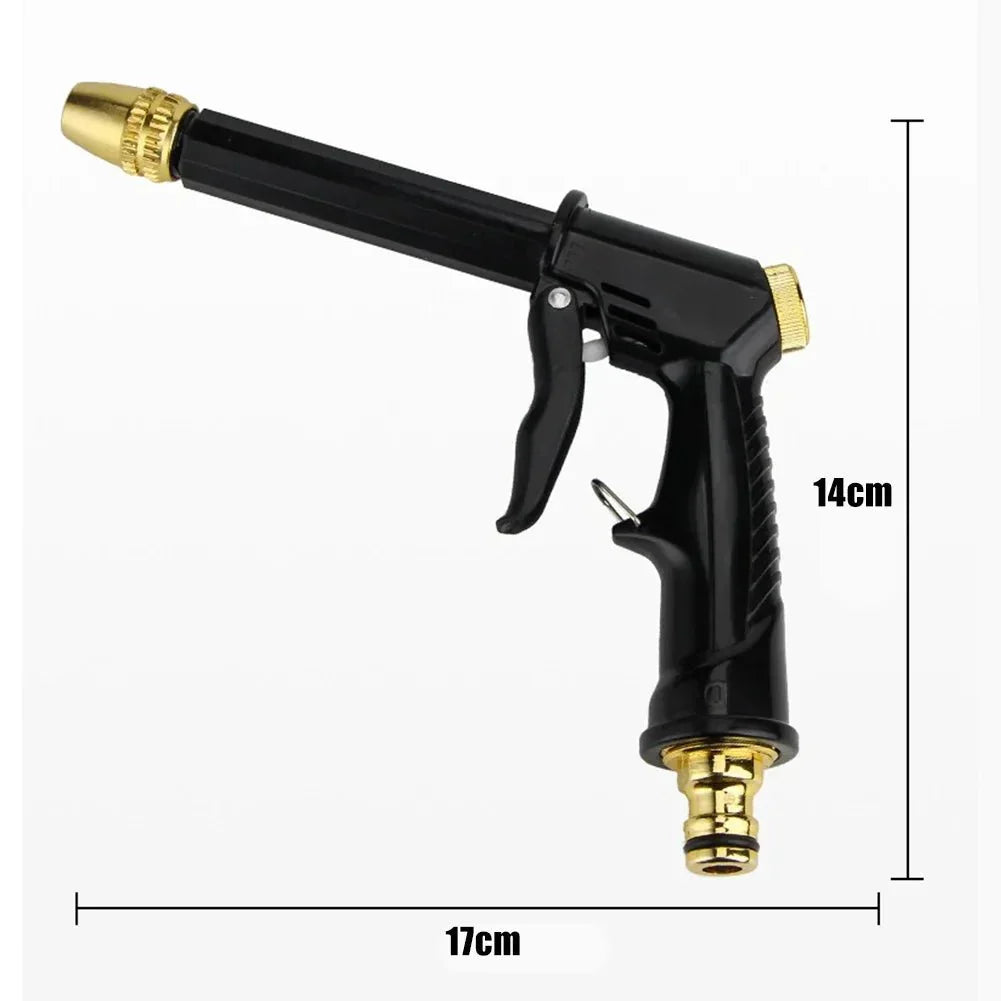 JetSpray high-pressure water gun connecting to a garden hose for efficient outdoor cleaning & pressure washing.