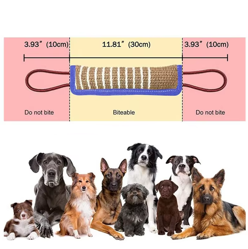 Interactive jute dog toy for training, fetching, and active playtime with handlers