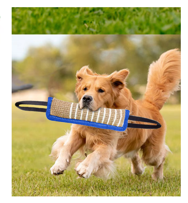 Strong jute dog training tug toy for all stages, from puppy obedience to adult dog play