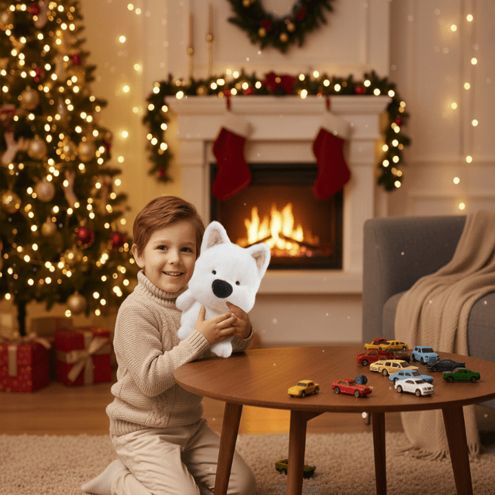 Soft plush animal doll, a comforting cuddly toy for children.
