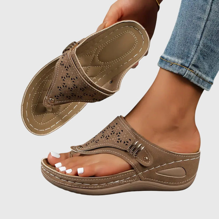 Kaylie women's orthopedic wedge sandals with arch support for all-day comfort & foot pain relief.