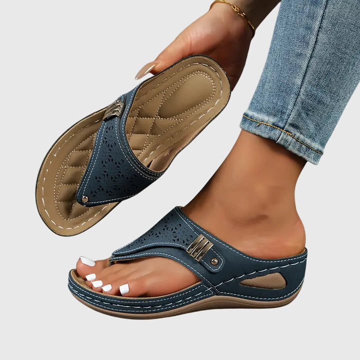 Stylish slip-on Kaylie wedge sandals for women, offering ergonomic arch support & summer comfort.