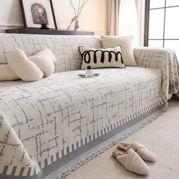 Close-up of textured chenille fabric, durable and anti-scratch for pet friendly homes
